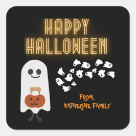 ハッピーハローウィンかわいいカスタムギフトgoodyバッグシール スクエアシール