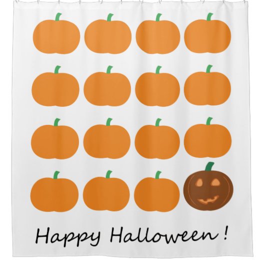 ハッピーハローウィンかわいいカボチャパッチ シャワーカーテン (正面)