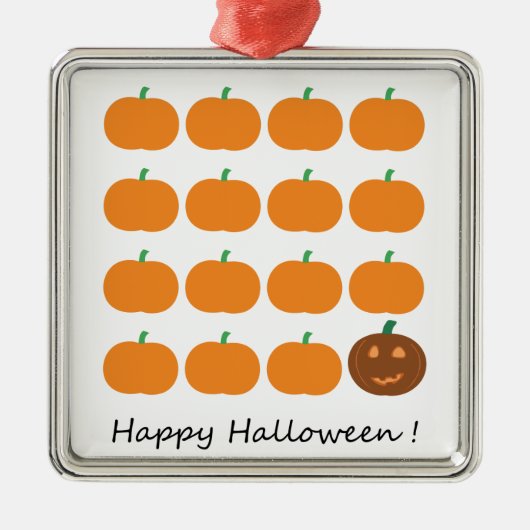 ハッピーハローウィンかわいいカボチャパッチ メタルオーナメント (正面)