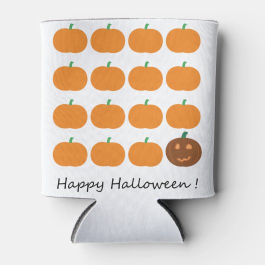 ハッピーハローウィンかわいいカボチャパッチ 缶クーラー (正面)