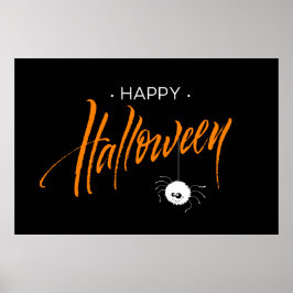 ハッピーハローウィンかわいいクモ ポスター