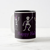 ハッピーハローウィンかわいいスケルトンTwo-Tone Coffee Mu ツートーンマグカップ (正面左)