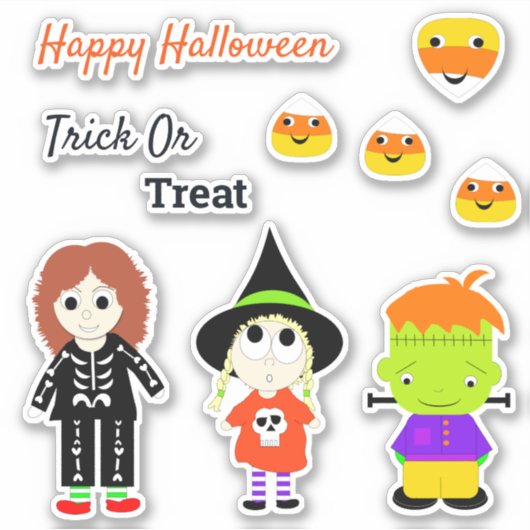 ハッピーハローウィンかわいいトリックまたは治療 シール (正面)