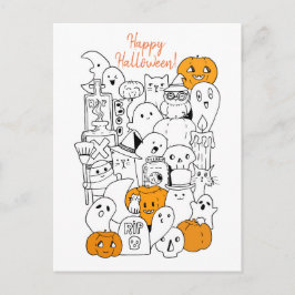 ハッピーハローウィンかわいいドードル ポストカード