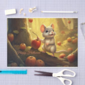 ハッピーハローウィンかわいいネズミとカボチャ 薄葉紙 (クラフト)
