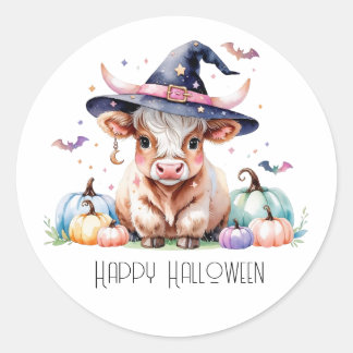 ハッピーハローウィンかわいいハイランドカウズ ラウンドシール