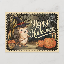 ハッピーハローウィンかわいいハリネズミ ポストカード