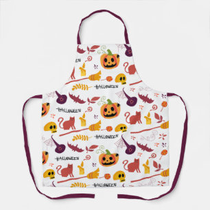 ハッピーハローウィンかわいいパターン エプロン