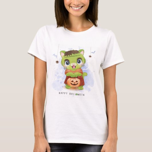 ハッピーハローウィンかわいいフランキーエンキティ Tシャツ (正面)