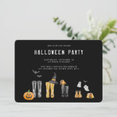 ハッピーハローウィンかわいいブラックウォーター色パーティー 招待状 (スタンド正面)