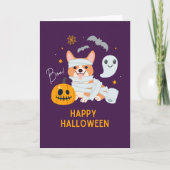 ハッピーハローウィンかわいいミイラ犬 カード (正面)