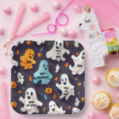 ハッピーハローウィンかわいいミニ幽霊 ペーパープレート (パーティー)