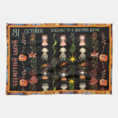 ハッピーハローウィンかわいいモンスターと魔女 キッチンタオル (横)