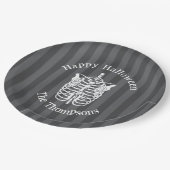 ハッピーハローウィンかわいい不気味怖いスケルトン ペーパープレート (アングル)