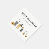 ハッピーハローウィンかわいい不気味水彩家族 スタンダードカクテルナプキン (角)