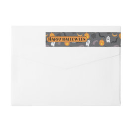 ハッピーハローウィンかわいい幽霊たちとカボキンラップアロ ラップアラウンドラベル