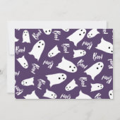 ハッピーハローウィンかわいい幽霊グリーンパープルパーティー 招待状 (裏面)