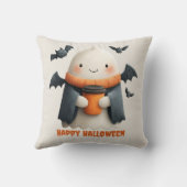 ハッピーハローウィンかわいい幽霊デザイン クッション (裏面)