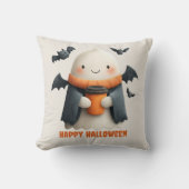 ハッピーハローウィンかわいい幽霊デザイン クッション (正面)