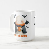 ハッピーハローウィンかわいい幽霊デザイン コーヒーマグカップ (正面左)