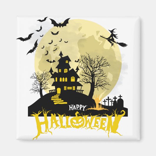 ハッピーハローウィンかわいい幽霊ブパターン マグネット (正面)