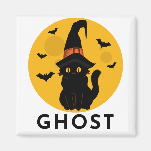 ハッピーハローウィンかわいい幽霊ブパターン マグネット (正面)