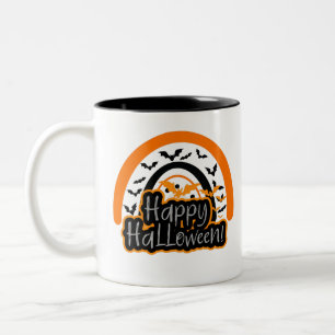 ハッピーハローウィンかわいい幽霊ブー ツートーンマグカップ