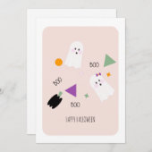 ハッピーハローウィンかわいい幽霊散水カード (正面/裏面)