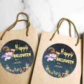 ハッピーハローウィンかわいい幽霊 ラウンドシール