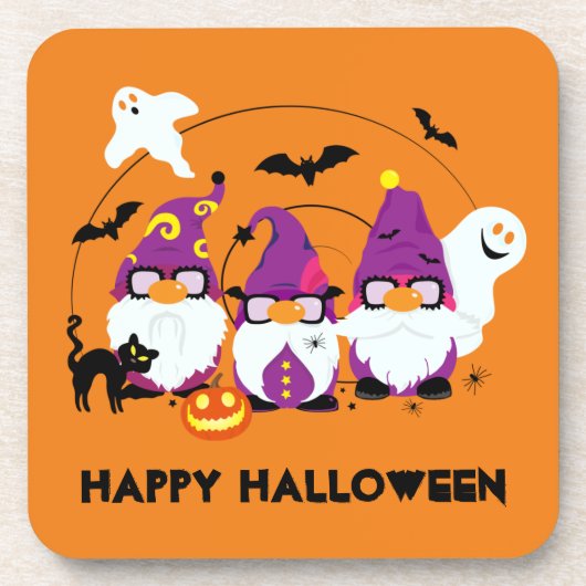 ハッピーハローウィンかわいい格言と幽霊たち 不気味 コースター (正面)