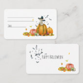 ハッピーハローウィンかわいい漫画のウィッチマウスプレイスCa プレイスカード (正面/裏面)