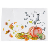 ハッピーハローウィンかわいい漫画のウィッチマウス ラージペーパーバッグ (裏面)