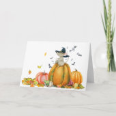 ハッピーハローウィンかわいい魔女マウス カード (正面)