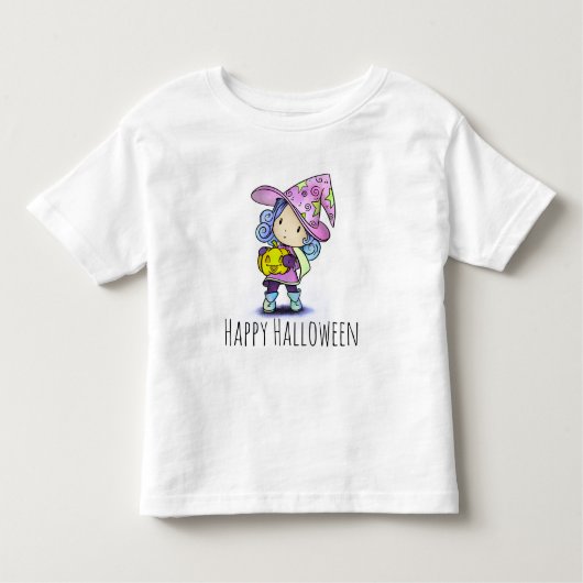 ハッピーハローウィンかわいい魔女 トドラーTシャツ (正面)