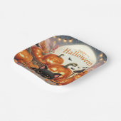 ハッピーハローウィンかわいい黒猫カボチャ ペーパープレート (傾斜あり)