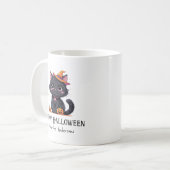ハッピーハローウィンかわいい黒猫 コーヒーマグカップ (正面左)