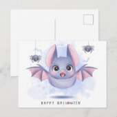 ハッピーハローウィンこうもりとクモ ポストカード (正面/裏面)