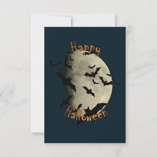 ハッピーハローウィンこうもりとハーンムーン 招待状 (正面)