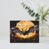 ハッピーハローウィンこうもりとムーン ポストカード (スタンド正面)