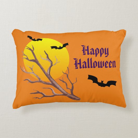 ハッピーハローウィンこうもりと月 アクセントクッション (正面)