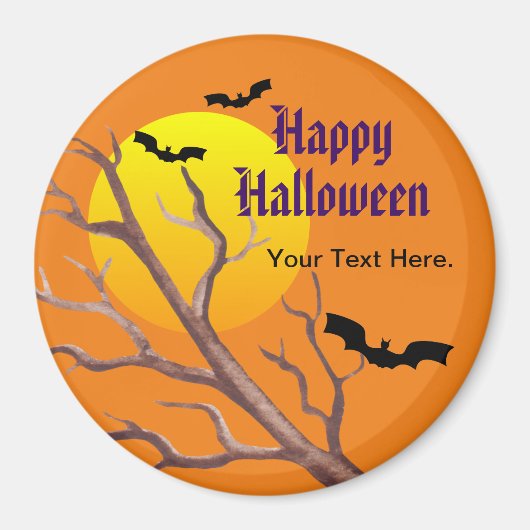 ハッピーハローウィンこうもりと月 マグネット (正面)