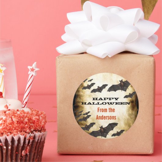 ハッピーハローウィンこうもりと焼き菓子 ラウンドシール (パーティー)