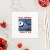 ハッピーハローウィンこうもりと飛んでいる魔女 スタンダードカクテルナプキン (インサイチュ)