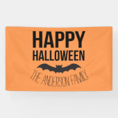ハッピーハローウィンこうもりと黒名付き 横断幕 (横)