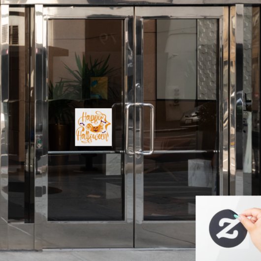 ハッピーハローウィンこうもりハロウィーンのカボチャのちょうちん ウィンドウサイン (オフィスドア)