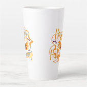 ハッピーハローウィンこうもりハロウィーンのカボチャのちょうちん カフェラテマグ (正面)