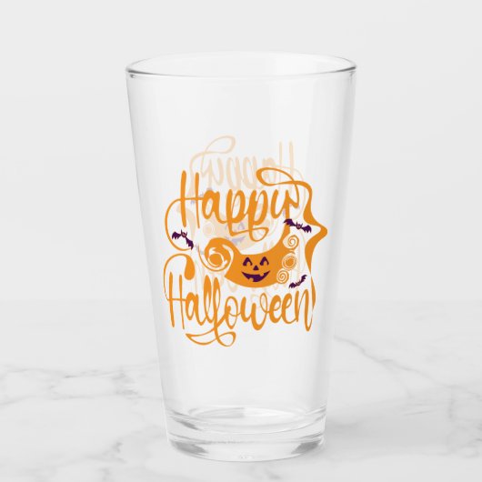 ハッピーハローウィンこうもりハロウィーンのカボチャのちょうちん タンブラーグラス (正面)