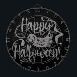 ハッピーハローウィンこうもりハロウィーンのカボチャのちょうちん ダーツボード<br><div class="desc">ハッピーハローウィンこうもりとあいさつタイポグラフィ</div>