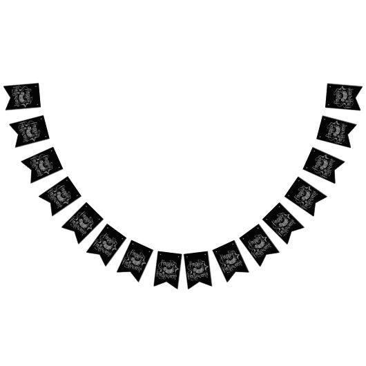 ハッピーハローウィンこうもりハロウィーンのカボチャのちょうちん バンティングフラッグ (全)