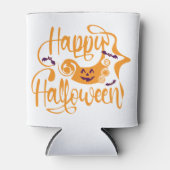 ハッピーハローウィンこうもりハロウィーンのカボチャのちょうちん 缶クーラー (正面)